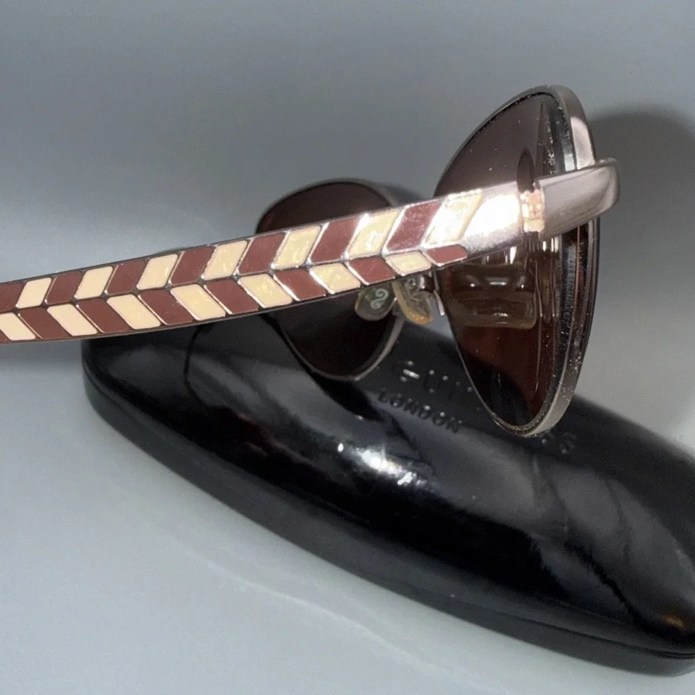 Lulu Guinness Authentic Sunglasses L1115 Vintage Metal Cateye Frames & Lulu Case